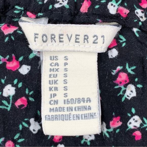 Forever 21 Mini Dress Short Sleeve Black Multicolor Floral Print Size S - Picture 8 of 8